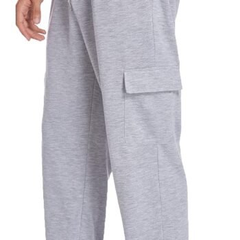 Men's Cargo Sweatpants  Baggy Sweat Pants for Mens Straight Leg Gym Cargo Sweats Lounge Pants with Pockets