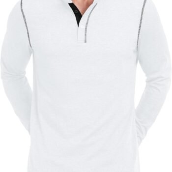 Men's Henley Long Sleeve T-Shirt Casual Shirt Banded Collar Designed Placket Tees Tops