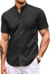 Dress Shirts for Men Banded Collar Casual Button Down Shirts