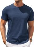 Mens Crew Neck T Shirt Short Sleeve Casual Summer Basic Tee Muscle Slim Fit Workout T-Shirt