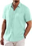 Men's Casual Linen Shirts Short Sleeve Button Down Shirt Summer Beach Tops